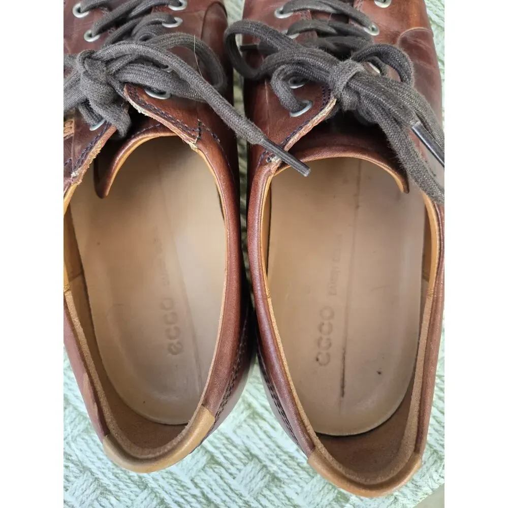 ECCO Soft 7 Brown Leather Men's EU 46 US 12 12.5 Low Top Sneakers Shoes